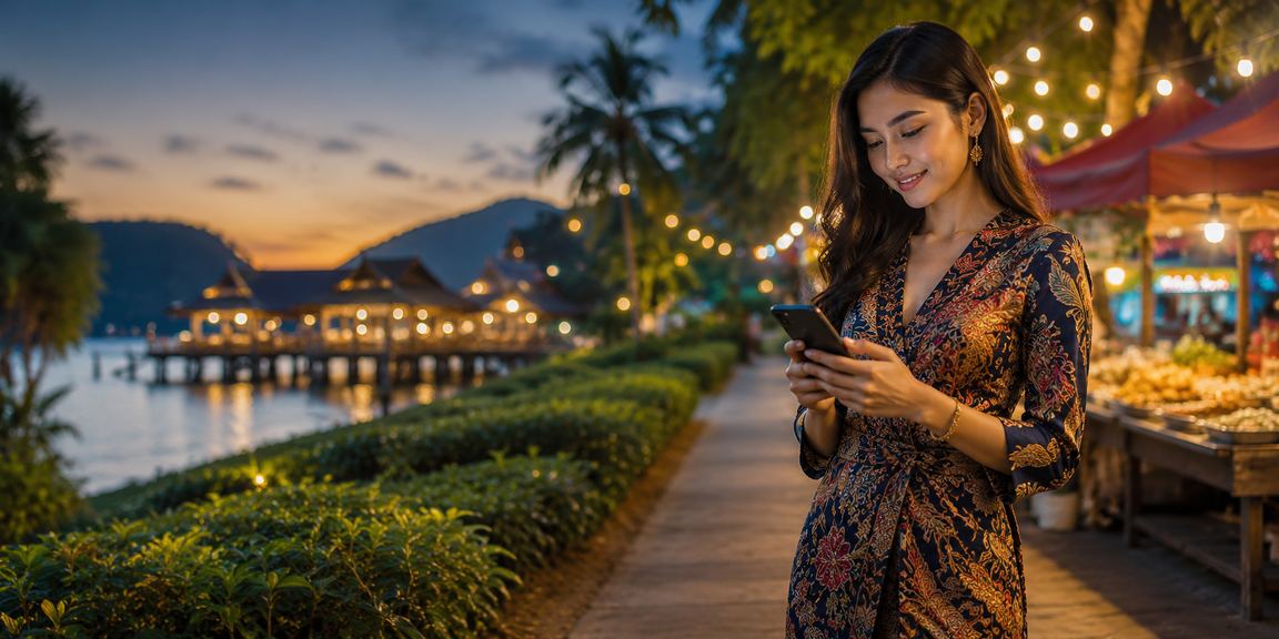 Antara muka slot permainan kasino mudah alih di Langkawi dengan motif batik